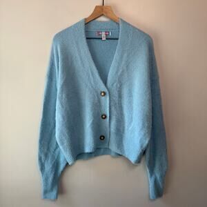 Urban Outfitters Women's Cropped Thea Cardigan Sweater Top Blue Size X-Small